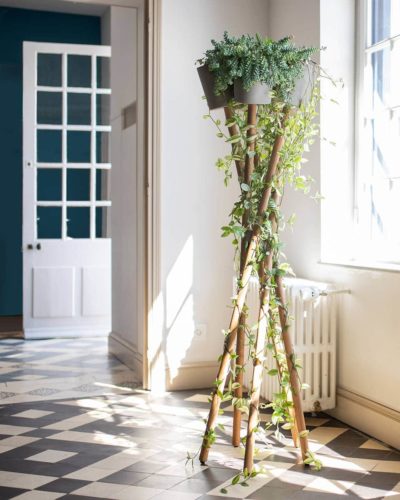 Blumenständer vor Fenster