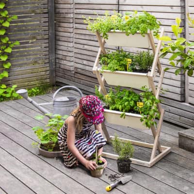 vertical planter with herbs