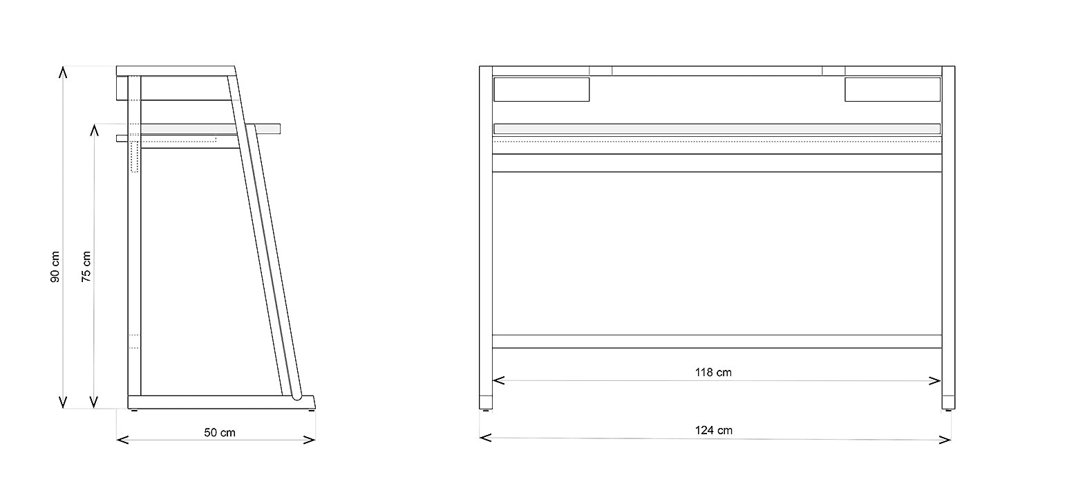 Schreibtisch Urban Desk Zeichnung Bemaßung Größen