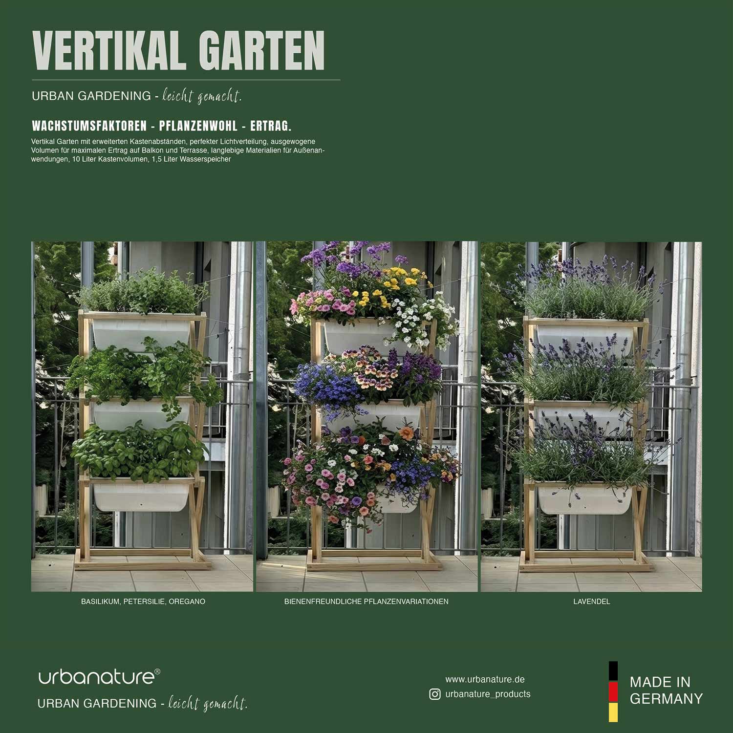 Vertikal Garten als Balkon Sichtschutz