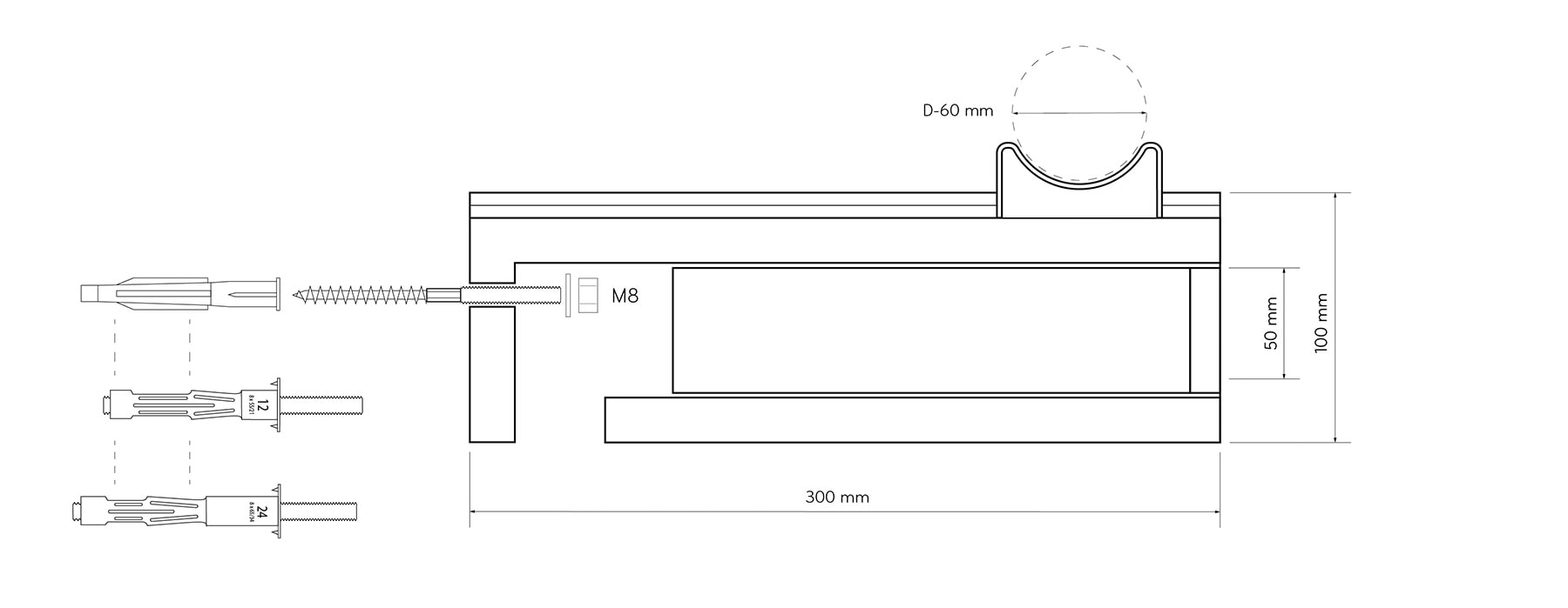 Wandbefestigung Bikeboard Skizze