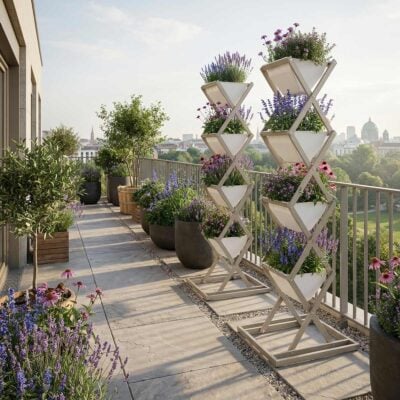 Aluminum raised bed, vertical herb bed